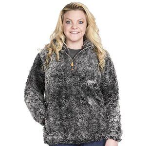 Simply Southern Women's S 1/2 Zip Teddy Sherpa Pullover Black Warm‎ Cozy Soft